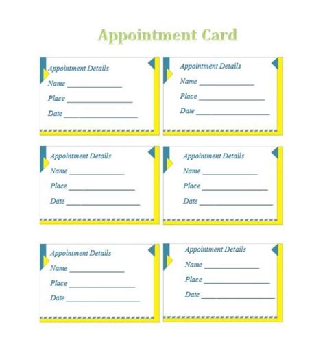 Printable Appointment Reminder Cards Template Free